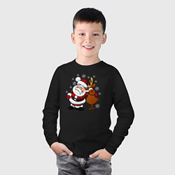 Лонгслив хлопковый детский Санта и олень, цвет: черный — фото 2
