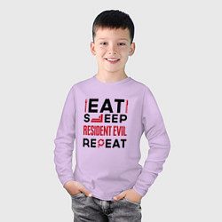 Лонгслив хлопковый детский Надпись: eat sleep Resident Evil repeat, цвет: лаванда — фото 2