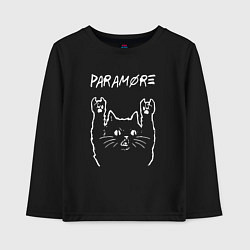 Лонгслив хлопковый детский Paramore рок кот, цвет: черный