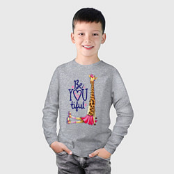Лонгслив хлопковый детский Прекрасная жирафа на роликах, цвет: меланж — фото 2