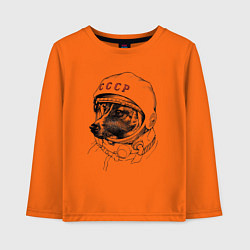 Лонгслив хлопковый детский Лайка собака космонавт СССР, цвет: оранжевый