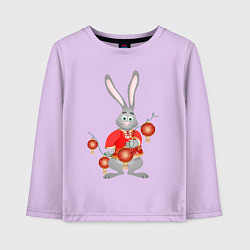 Лонгслив хлопковый детский Черный водяной кролик в красной рубахе, цвет: лаванда