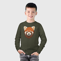 Лонгслив хлопковый детский Голова милой красной панды, цвет: меланж-хаки — фото 2