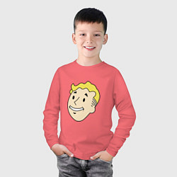 Лонгслив хлопковый детский Vault boy head, цвет: коралловый — фото 2