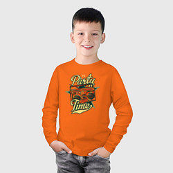 Лонгслив хлопковый детский Время вечеринки, цвет: оранжевый — фото 2