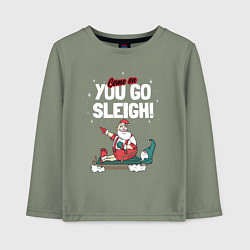 Лонгслив хлопковый детский Come on you go sleigh, цвет: авокадо