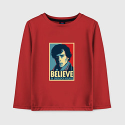 Лонгслив хлопковый детский Believe in Sherlock, цвет: красный