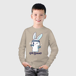 Лонгслив хлопковый детский Gym bunny, цвет: миндальный — фото 2