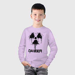 Лонгслив хлопковый детский Danger radiation symbol, цвет: лаванда — фото 2