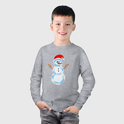 Лонгслив хлопковый детский Мультяшный новогодний снеговик, цвет: меланж — фото 2