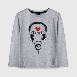 Лонгслив хлопковый детский I love Music - headphones, цвет: меланж