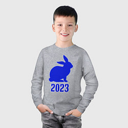 Лонгслив хлопковый детский 2023 силуэт кролика синий, цвет: меланж — фото 2