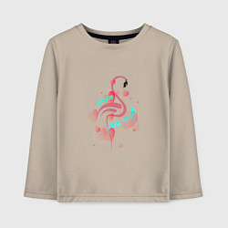 Лонгслив хлопковый детский Фламинго в серце, цвет: миндальный