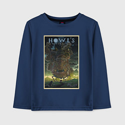 Лонгслив хлопковый детский Howls castle poster, цвет: тёмно-синий