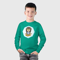 Лонгслив хлопковый детский Ёжик йога в лотосе, цвет: зеленый — фото 2