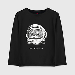 Лонгслив хлопковый детский Астро кот, цвет: черный