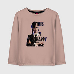 Лонгслив хлопковый детский Wednesday: This Is My Happy Face, цвет: пыльно-розовый