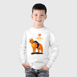 Лонгслив хлопковый детский Stray - cat logo, цвет: белый — фото 2