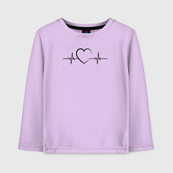 Лонгслив хлопковый детский Сердце пульс, цвет: лаванда