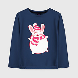 Лонгслив хлопковый детский Радостный круглый кролик, цвет: тёмно-синий