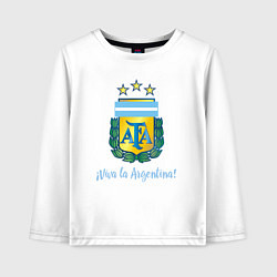 Лонгслив хлопковый детский Эмблема федерации футбола Аргентины, цвет: белый