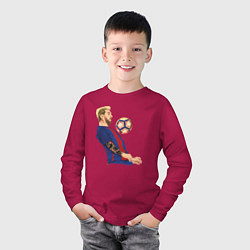 Лонгслив хлопковый детский Messi Barcelona, цвет: маджента — фото 2
