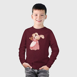 Лонгслив хлопковый детский Зайка с зайчонком, цвет: меланж-бордовый — фото 2
