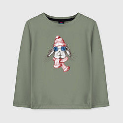 Детский лонгслив Кролик в шапке и в очках