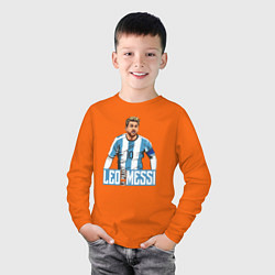 Лонгслив хлопковый детский Messi la pulga, цвет: оранжевый — фото 2