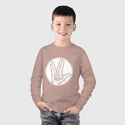 Лонгслив хлопковый детский Стар трек - Живи долго и процветай, цвет: пыльно-розовый — фото 2