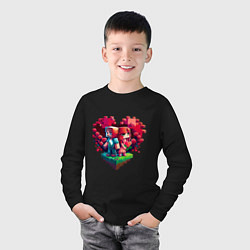 Лонгслив хлопковый детский Влюбленные в Minecraft, цвет: черный — фото 2
