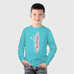 Лонгслив хлопковый детский Кикбоксер - Сильнейший удар, цвет: бирюзовый — фото 2