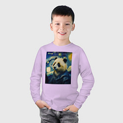 Лонгслив хлопковый детский Панда Ван Гога, цвет: лаванда — фото 2