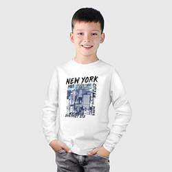 Лонгслив хлопковый детский New York Нью-Йорк, цвет: белый — фото 2