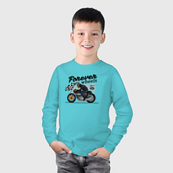 Лонгслив хлопковый детский Два колеса навсегда, цвет: бирюзовый — фото 2