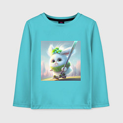 Лонгслив хлопковый детский Снежок, цвет: бирюзовый