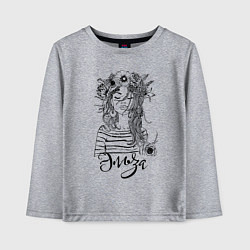 Детский лонгслив Эльза в венке из летних цветов