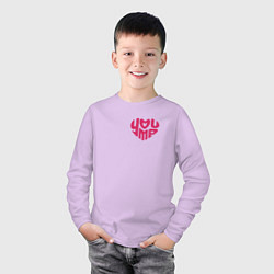Лонгслив хлопковый детский Love heart you and me, цвет: лаванда — фото 2