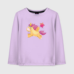 Лонгслив хлопковый детский Единорог с шариком в виде сердечка, цвет: лаванда