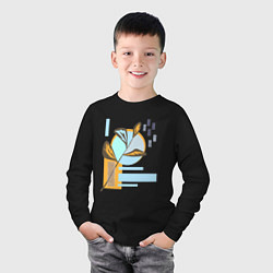 Лонгслив хлопковый детский Минималистский абстрактный рисунок, цвет: черный — фото 2