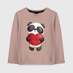 Лонгслив хлопковый детский Панда держит сердечко, цвет: пыльно-розовый