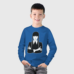 Лонгслив хлопковый детский Wednesday Addams портрет, цвет: синий — фото 2