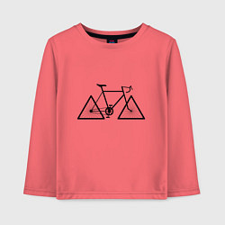 Лонгслив хлопковый детский Велосипед с треугольными колесами, цвет: коралловый