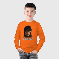 Лонгслив хлопковый детский Уэнсдэй Wednesday, цвет: оранжевый — фото 2