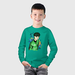 Лонгслив хлопковый детский Айдол Чанбин, цвет: зеленый — фото 2