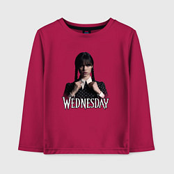 Лонгслив хлопковый детский Wednesday поправляет воротник, цвет: маджента