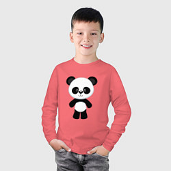 Лонгслив хлопковый детский Панда милашка, цвет: коралловый — фото 2