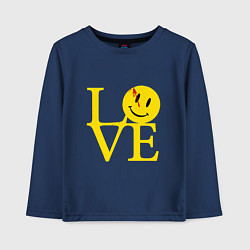Лонгслив хлопковый детский Smile love, цвет: тёмно-синий