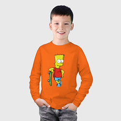 Лонгслив хлопковый детский Барт и скейт, цвет: оранжевый — фото 2
