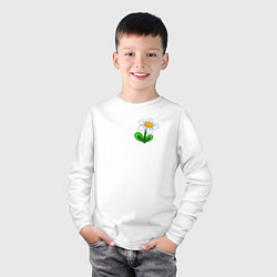 Лонгслив хлопковый детский Мультяшный цветок ромашка, цвет: белый — фото 2